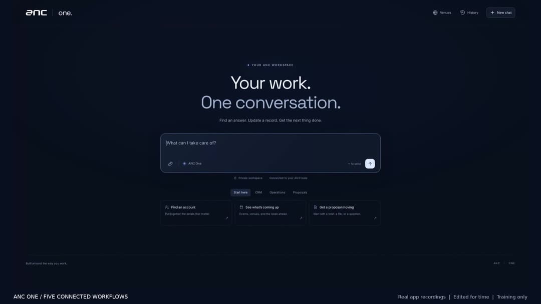The connected ANC One chat workspace