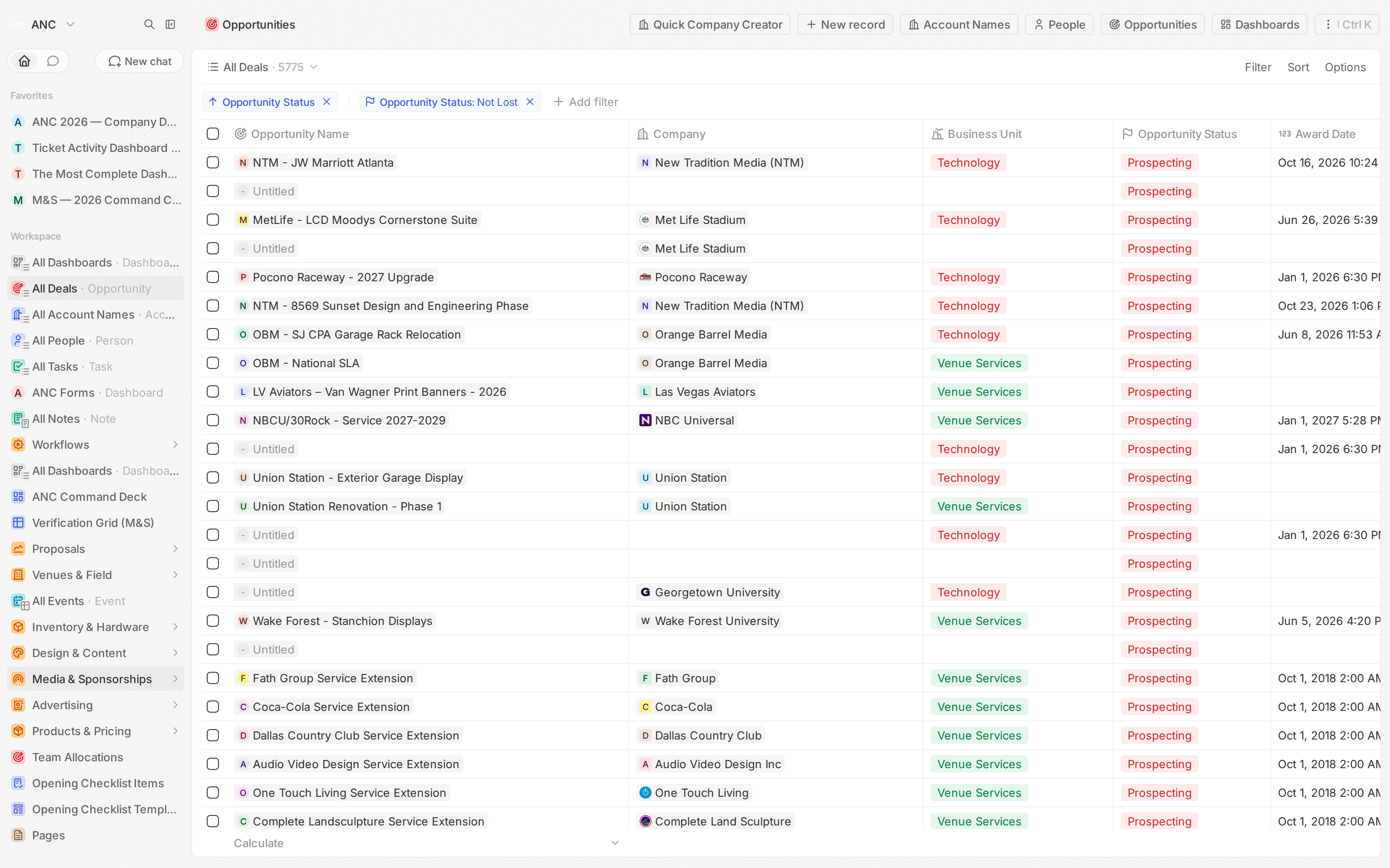 Most workflows start from a list view: filter the list, open the right record, update the source fields, then use dashboards to review the rollup.